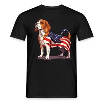 Beagle Dog 4th of July American Flag Beagle Gifts - Männer T-Shirt - Schwarz - Vorne - AI Model Male 178 light (178cm)