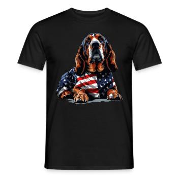 Bloodhound Dog 4. Juli amerikanische Flagge für - Männer T-Shirt - Schwarz - Vorne - AI Model Male 178 light (178cm)