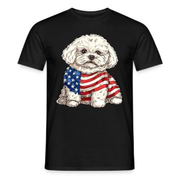 Bichon Frise Dog 4th of July American Flag Gifts - Männer T-Shirt - Schwarz - Vorne - AI Model Male 178 light (178cm)