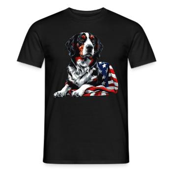 Border Collie Dog 4 juillet Drapeau américain Cadeaux - T-shirt homme - noir - Devant - AI Model Male 178 light (178cm)
