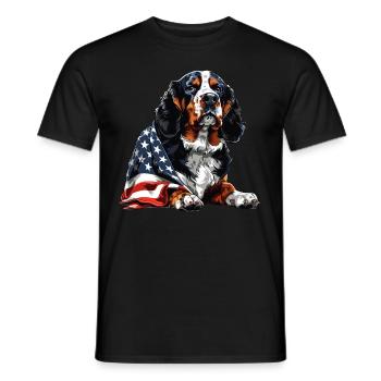 Bouvier bernois 4 juillet Drapeau américain - T-shirt homme - noir - Devant - AI Model Male 178 light (178cm)