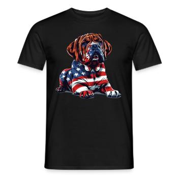Bullmastiff Dog 4th of July American Flag Gifts - Men's T-Shirt - black - Front - AI Model Male 178 light (178cm)
