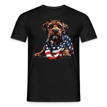 Border Terrier Dog 4th of July American Flag Gifts - Men's T-Shirt - black - Front - AI Model Male 178 light (178cm)