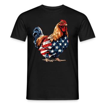 Poulet Drapeau Américain 4 Juillet Poulet Cadeaux - T-shirt homme - noir - Devant - AI Model Male 178 light (178cm)