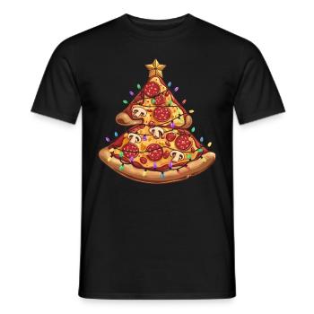 Pizza Christmas Tree Pepperoni Food Gifts for Kids - Männer T-Shirt - Schwarz - Vorne - AI Model Male 178 light (178cm)