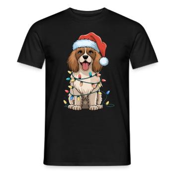 Bedlington Terrier Noël lumières Noël chiens cadeau - T-shirt homme - noir - Devant - AI Model Male 178 light (178cm)