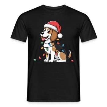 Beagle Christmas Lights Xmas Dogs Gifts for Women - Männer T-Shirt - Schwarz - Vorne - AI Model Male 178 light (178cm)