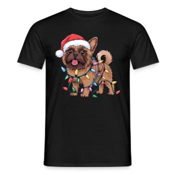 Bruxelles Griffon Noël Lumières Noël Chiens Cadeaux - T-shirt homme - noir - Devant - AI Model Male 178 light (178cm)