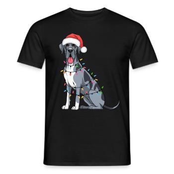 Great Dane Christmas Lights Xmas Dogs Gifts - Men's T-Shirt - black - Front - AI Model Male 178 light (178cm)