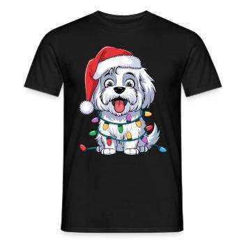 Coton de Tuléar Lumières de Noël Noël Chiens Cadeaux - T-shirt homme - noir - Devant - AI Model Male 178 light (178cm)