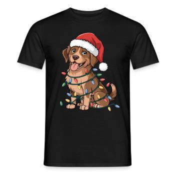 Chesapeake Bay Retriever Christmas Lights Xmas Dog - Men's T-Shirt - black - Front - AI Model Male 178 light (178cm)