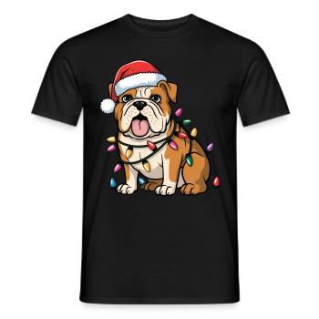 English Bulldog Christmas Lights Xmas Dogs Gifts - Männer T-Shirt - Schwarz - Vorne - AI Model Male 178 light (178cm)