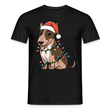 Miniature Bull Terrier Christmas Lights Xmas Dogs - Men's T-Shirt - black - Front - AI Model Male 178 light (178cm)