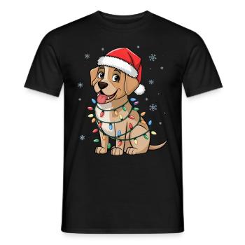 Labrador Retriever Christmas Lights Xmas Dogs - Men's T-Shirt - black - Front - AI Model Male 178 light (178cm)