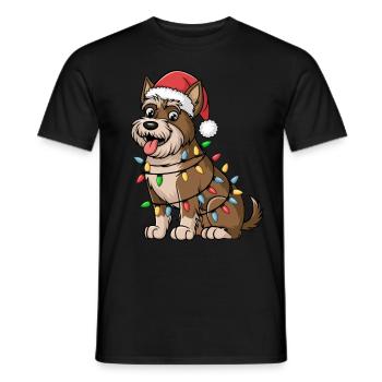 Terrier irlandais Noël lumières Noël chiens cadeaux - T-shirt homme - noir - Devant - AI Model Male 178 light (178cm)