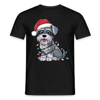 Miniature Schnauzer Christmas Lights Xmas Dogs - Männer T-Shirt - Schwarz - Vorne - AI Model Male 178 light (178cm)