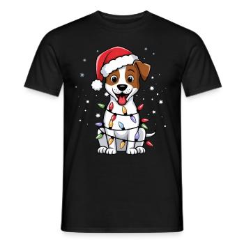 Jack Russell Terrier Christmas Lights Xmas Dogs - Männer T-Shirt - Schwarz - Vorne - AI Model Male 178 light (178cm)