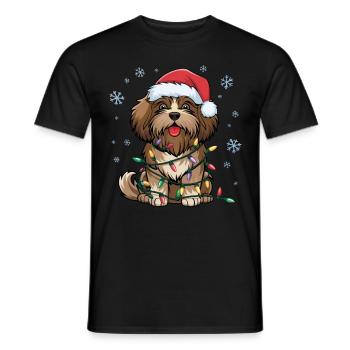 Havanese Christmas Lights Xmas Dogs Gifts - Men's T-Shirt - black - Front - AI Model Male 178 light (178cm)
