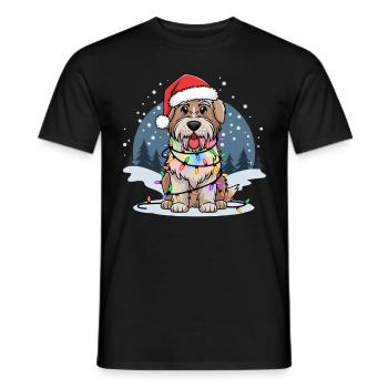 Wheaten Terrier à poil doux Noël lumières de Noël - T-shirt homme - noir - Devant - AI Model Male 178 light (178cm)