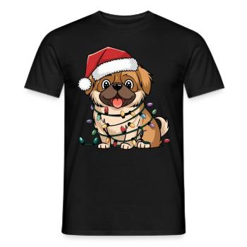 Pekingese Christmas Lights Xmas Dogs Gifts - Men's T-Shirt - black - Front - AI Model Male 178 light (178cm)