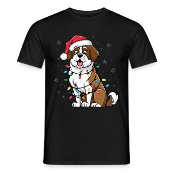 Saint Bernard Christmas Lights Xmas Dogs Gifts - Männer T-Shirt - Schwarz - Vorne - AI Model Male 178 light (178cm)