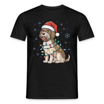 Griffon pointant à poil dur Noël lumières de Noël - T-shirt homme - noir - Devant - AI Model Male 178 light (178cm)