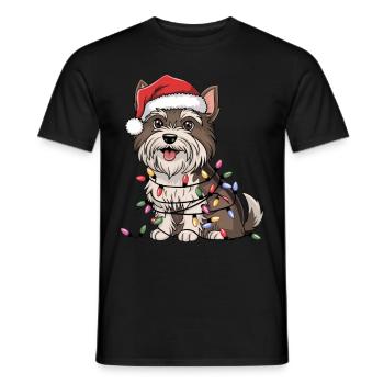 Tibetan Terrier Christmas Lights Xmas Dogs Gifts - Männer T-Shirt - Schwarz - Vorne - AI Model Male 178 light (178cm)