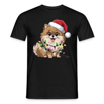 Pomeranian Christmas Lights Xmas Dogs Gifts - Männer T-Shirt - Schwarz - Vorne - AI Model Male 178 light (178cm)