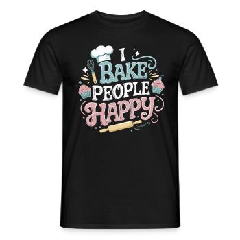 I Bake People Happy Funny Baking Lover Gifts Men - Männer T-Shirt - Schwarz - Vorne - AI Model Male 178 light (178cm)