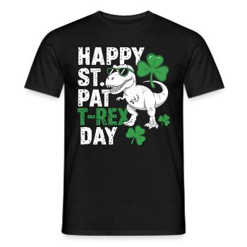 Happy St. Pat T-Rex Day Dinosaur T-Rex Shamrocks - Men's T-Shirt - black - Front - AI Model Male 178 light (178cm)
