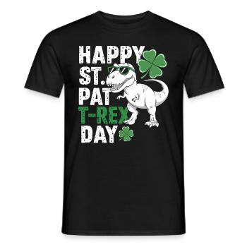 Happy St. Pat T-Rex Day Dinosaur T-Rex Shamrocks - Men's T-Shirt - black - Front - AI Model Male 178 light (178cm)