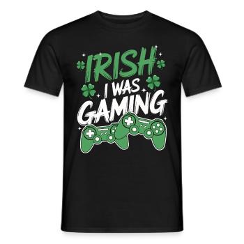 Irish I Was Gaming St Patrick's Day Gamer Men kids - Men's T-Shirt - black - Front - AI Model Male 178 light (178cm)