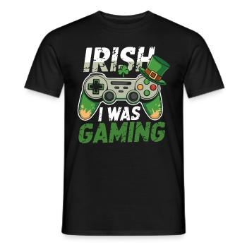 Irish I Was Gaming St Patrick's Day Gamer Men kids - Men's T-Shirt - black - Front - AI Model Male 178 light (178cm)