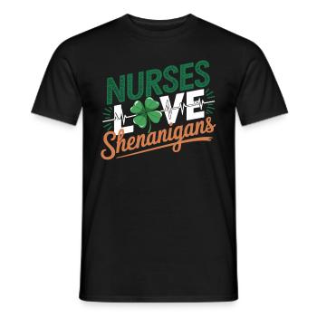 Nurses Heartbeat Love Shenanigans St. Patrick's - Männer T-Shirt - Schwarz - Vorne - AI Model Male 178 light (178cm)