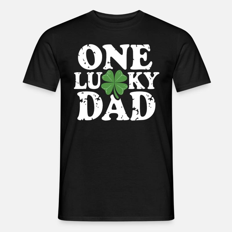 One Lucky Dad St Patrick Day Vintage Clover Daddy - Männer T-Shirt - Schwarz