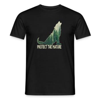 Protect the Nature Save the Wolf Nature - Men's T-Shirt - black - Front - AI Model Male 178 light (178cm)