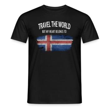 Reisen durch die Welt ->Island - Männer T-Shirt - Schwarz - Vorne - AI Model Male 178 light (178cm)