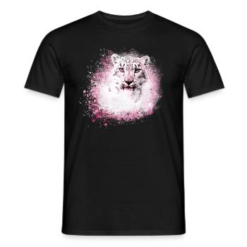 léopard des neiges, chat, léopard, blanc, chat sauvage - T-shirt homme - noir - Devant - AI Model Male 178 light (178cm)