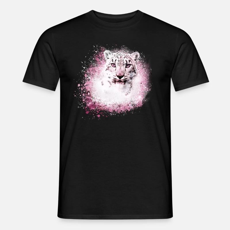 schneeleopard,katze,leopard,weiß,wildkatze - Männer T-Shirt - Schwarz