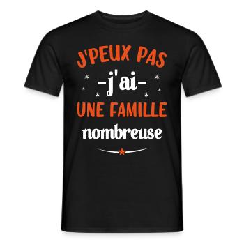 J'peux pas j'ai une famille nombreuse - T-shirt homme - noir - Devant - AI Model Male 178 light (178cm)