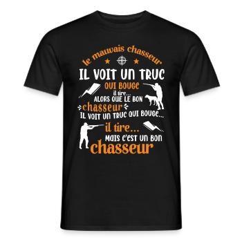 Bon Chasseur Humour Cadeau - T-shirt homme - noir - Devant - AI Model Male 178 light (178cm)