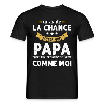 La chance d'être mon Papa Cadeau Humour Futur père - T-shirt homme - noir - Devant - AI Model Male 178 light (178cm)