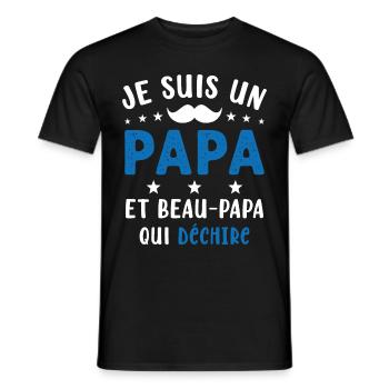 je suis un Papa et un Beau-Papa qui déchire - T-shirt homme - noir - Devant - AI Model Male 178 light (178cm)