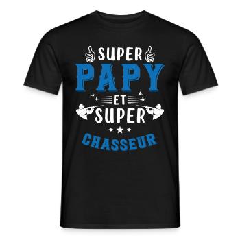 Super papy et Super Chasseur - T-shirt homme - noir - Devant - AI Model Male 178 light (178cm)