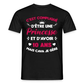 Je Suis Une Princesse Et J'ai 10 Ans Cadeau Humour - T-shirt homme - noir - Devant - AI Model Male 178 light (178cm)