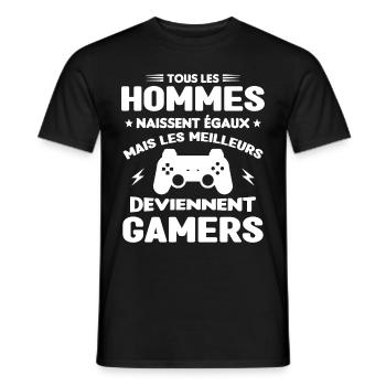 Tous Les Hommes Naissent Égaux - Meilleurs Gamers - T-shirt homme - noir - Devant - AI Model Male 178 light (178cm)