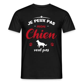 je peux pas mon chien veut pas - T-shirt homme - noir - Devant - AI Model Male 178 light (178cm)