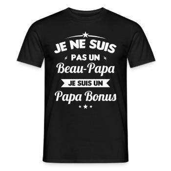 Je ne suis pas un beau-papa je suis un papa bonus - T-shirt homme - noir - Devant - AI Model Male 178 light (178cm)
