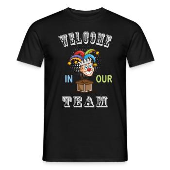Bienvenue dans notre équipe Clown Fools - T-shirt homme - noir - Devant - AI Model Male 178 light (178cm)