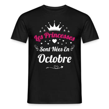 Les Princesses Sont Nées En Octobre Anniversaire - T-shirt homme - noir - Devant - AI Model Male 178 light (178cm)